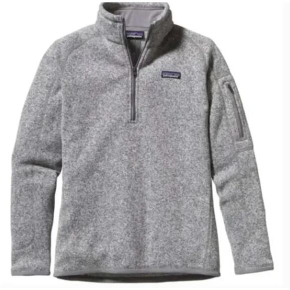 PATAGONIA Better Sweater 1/4 Zip Jacket Birch White Heathered Gray Sz S {3X8} - Picture 1 of 7